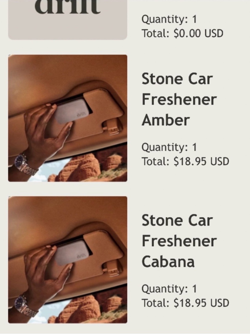 2 DRIFT Stone Car Freshener — Amber Scent and Cabana scent!! (Taupe)